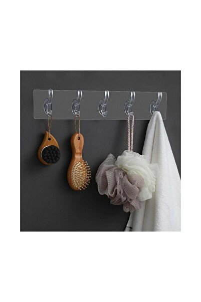 EkoAlışverişDünyam Αυτοκόλλητη 5 τεμαχίων διαφανής κρεμάστρα πολλαπλών χρήσεων