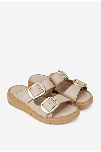 Dasha Sandale stil papuc dama din piele naturala bej