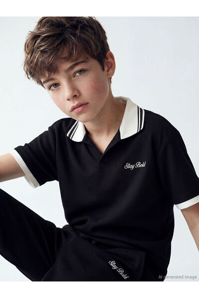 LC Waikiki Nevavm Polo Collar Embroidered Boys' T-Shirt