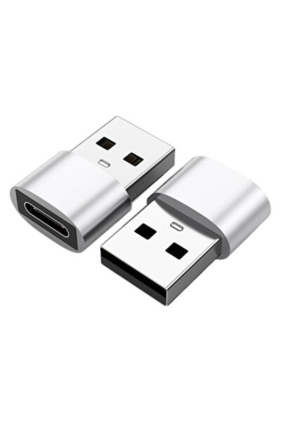 YWD-FMM Set of 2 USB-C to USB-A Adapters, Silver