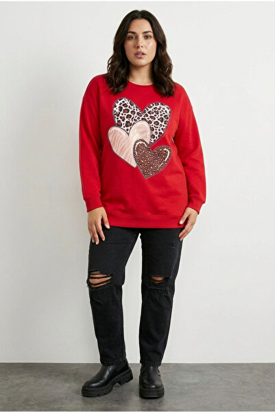 Stil Diva Hanorac cu mânecă lungă, cu decolteu rotund, imprimat, din material...