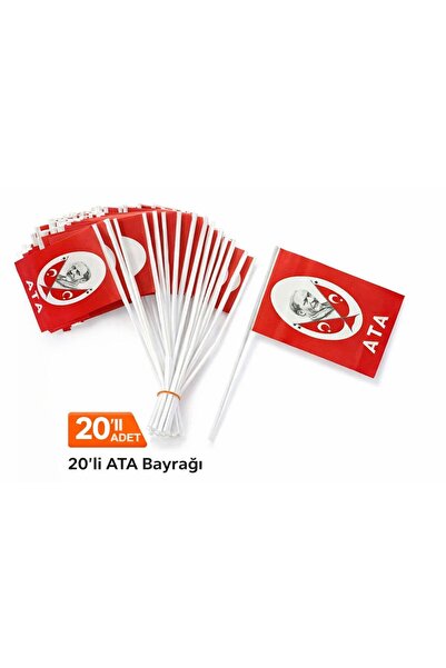 Alindero 20 ADET Çubuklu Kağıt Atatürk Çıtalı Sopalı Saplı Ay Yıldız Baskılı ...