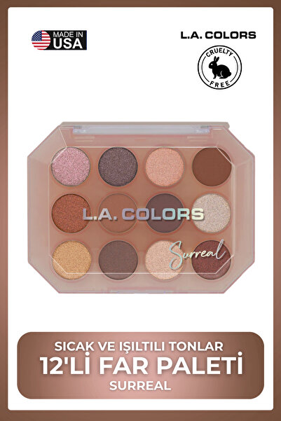 L.A Colors 12 Color Eyeshadow Palette - Sıcak ve Işıltılı 12'li Makyaj Paleti...