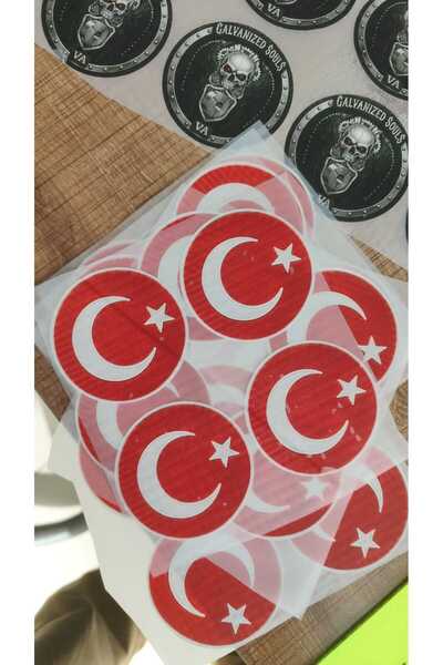 ÇUKUROVA ÜTÜ Yuvarlak Türk Bayrağı Beyaz Çerçeveli 7 cm Ütülenerek Yapışan Pa...