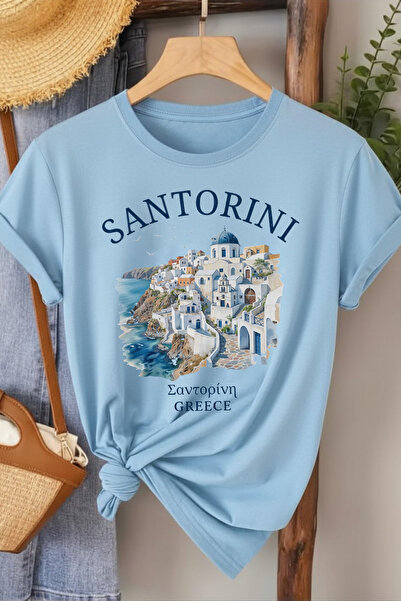l'eivor Santorini Greece Printed Women's T-Shirt