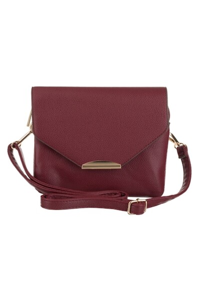 AAA Burgundy Shoulder Bag with Golden Details for Women