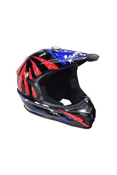 ROY Casca motocross/atv, SAFEBET HF-115 Q183, culoare rosu/albastru, marime S