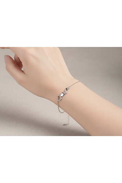 FARA Bratara din argint rodiat cu inimioare