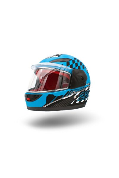 XTR Casca moto copii integrala, marime YS, culoare negru/albastru