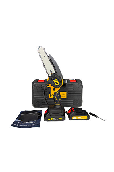 OEM Mini drujbă electrică PJA, 2 acumulatori 48V 5Ah, lamă 6 inch, ungere aut...