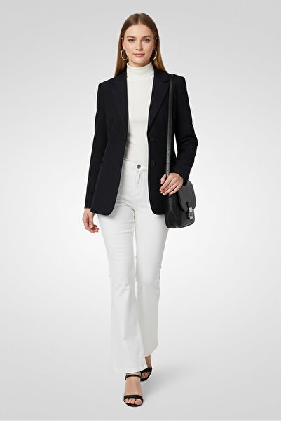 Harmont & Blaine Women Regular Fit Metallic Casual Blazer, Navy