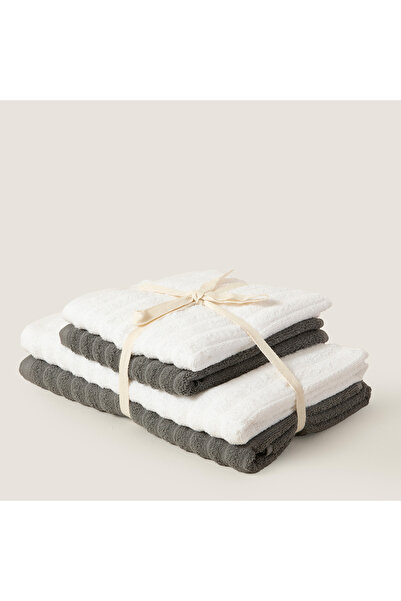 Chakra Сімейний комплект Wawed, 100% бавовна, білий/антрацитовий