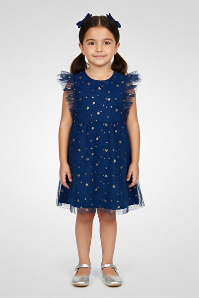 Hamleys Kids Girl Graphic Print Mesh Dress, Blue