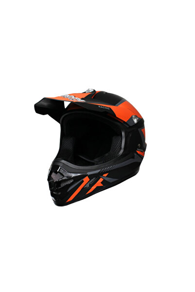 ROY Casca motocross/atv, SAFEBET HF-115 Fly-O, culoare negru mat/portocaliu, ...