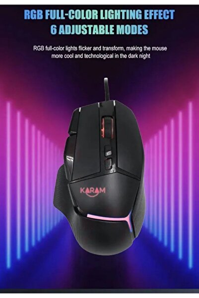 KRM Wired Gaming Mouse – 9 Programmable Macro Buttons