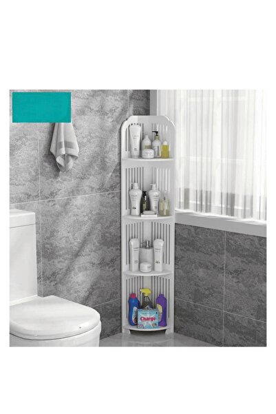 OEM Etajera Baie Coltar 4 Rafturi, Organizator Podea, 118 cm, Alb