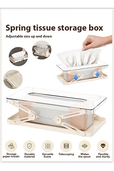 Generic حامل مناديل قابل للتعديل مع نظام توزيع زنبركي، منظم مناديل للطاولة مق...