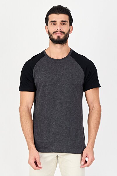 Brave Soul Men Crew Neck Heather Short Sleeve T-Shirt, Charcoal