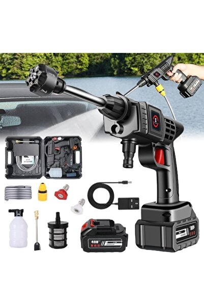 ET-LIFE مسدس غسيل بالضغط محمول لاسلكي - فوهة مطورة 6 في 1 بقوة 452PSI وبطارية...