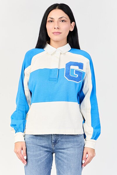 Gant Women Spread Collar Long Sleeves Embroidered Logo Polo Shirt, Multicolor