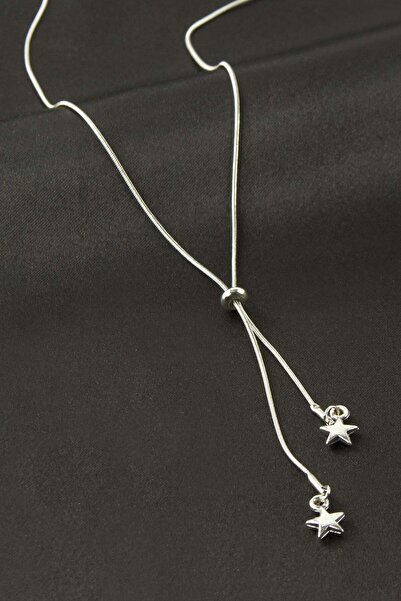ZERO LAND Spt-Gld Star Steel Necklace - (81441) Silver Color