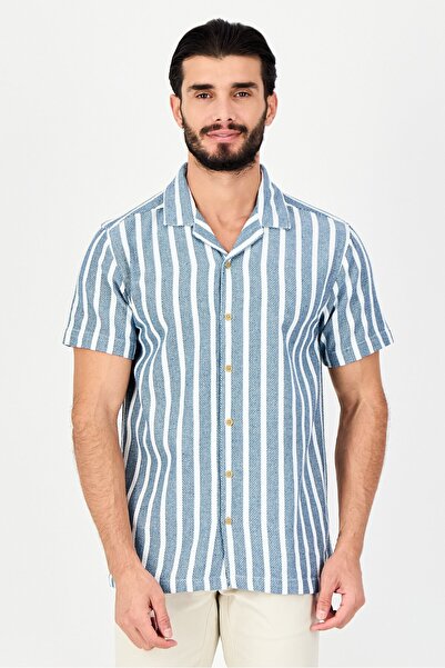 Brave Soul Men Regular Fit Stripe Short Sleeve Casual Shirt, Multicolor