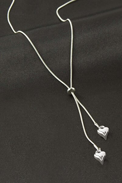 ZERO LAND Spt-Gld Heart Steel Necklace - (223634) Silver Color