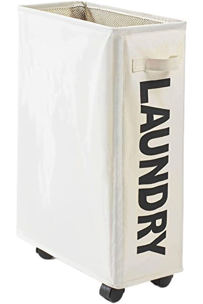 Arabest سلة غسيل متحركة بعجلات، سلة غسيل قابلة للطي نحيفة مع مقبض مقاومة للماء