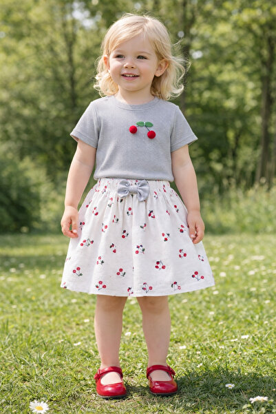 ygz junior طقم صيفي مكون من قطعتين للفتيات من قماش الموسلين المرن بتصميم ريبا...