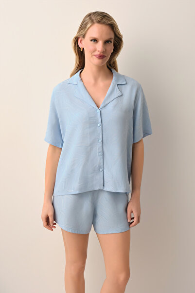 SUWEN طقم بيجامة شورتات من بيترا ياقة قميص