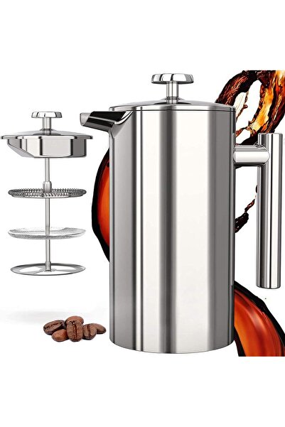 Arabest with Double-Wall Insulated Coffee Presser and Tea Pot, 3 Level Filtra...