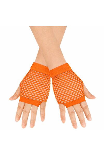 ZERO LAND GLD-SPT- قفازات قصيرة بدون أصابع من شبكة شبكية بلون برتقالي نيون ري...