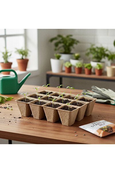 OEM Tava rasaduri cu ghivece biodegradabile, 15.2 x 11.5 x 4.3 cm, set 4 buc,...