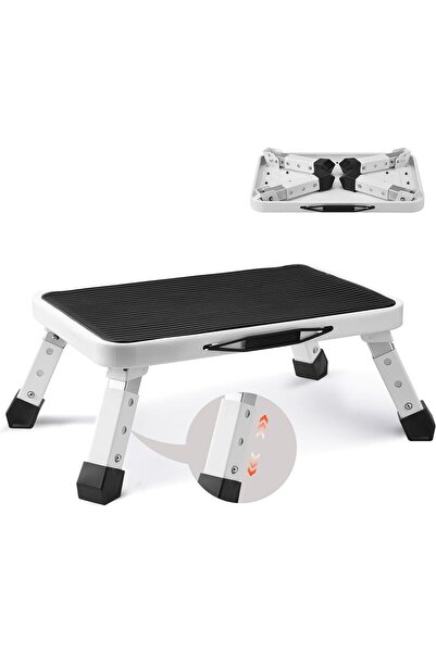 Arabest كرسي قابل للطي مع منصة مانعة للانزلاق، سلم قابل لتعديل الارتفاع للبال...