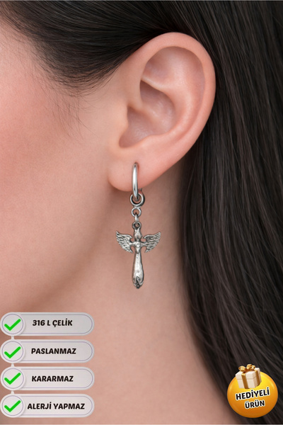 Piercing Market Steel & Silver Steel Special Design Dangle Gift Earrings for ...