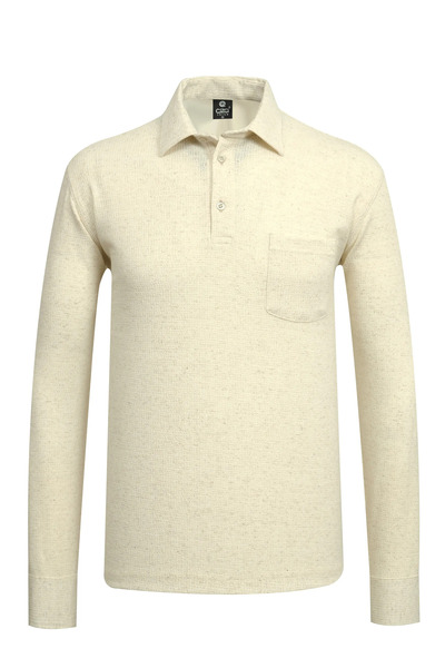 Çizgi Triko Ανδρικό εποχιακό μακρυμάνικο πουκάμισο με γιακά σε μπεζ χρώμα - 5304