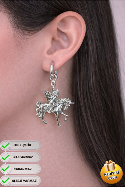 Piercing Market Steel & Silver Steel Special Design Dangle Gift Earrings for ...