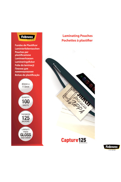 Fellowes Set de 100 folii de laminare, dimensiune 83 x 113 mm, 125 microni, f...