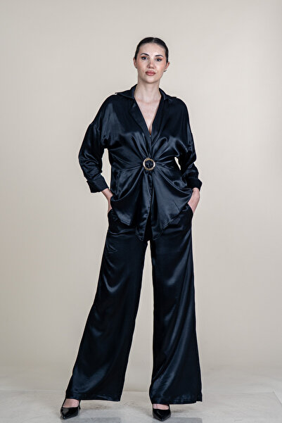 MissVina Λεπτομερής στολή με αγκράφα στο γιακά της ζακέτας 1304