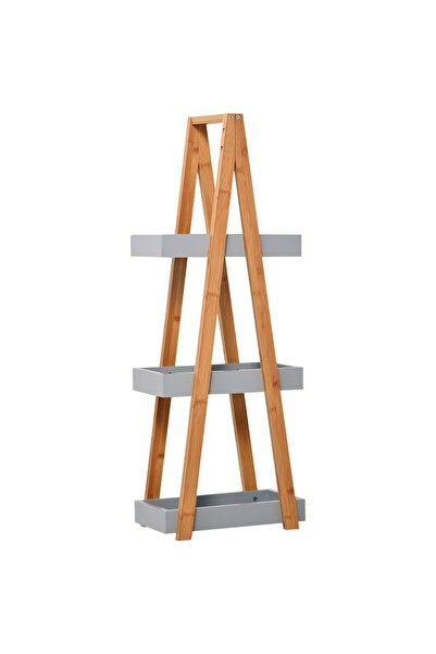 OEM Bathroom shelf, MDF/bamboo, brown/grey, 30 x 18 x 81 cm