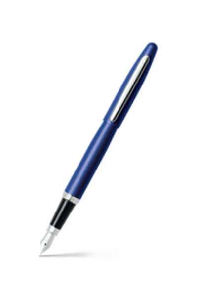Sheaffer قلم Vfm E9401 باللون الأزرق النيون مع حواف مطلية بالكروم متوسطة الحجم