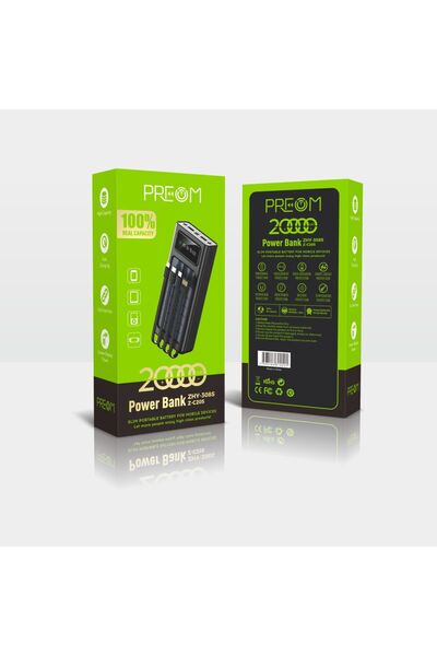 PREOM بنك طاقة شمسية بسعة 20000 مللي أمبير مع شحن سريع وشاشة LED و4 منافذ USB...