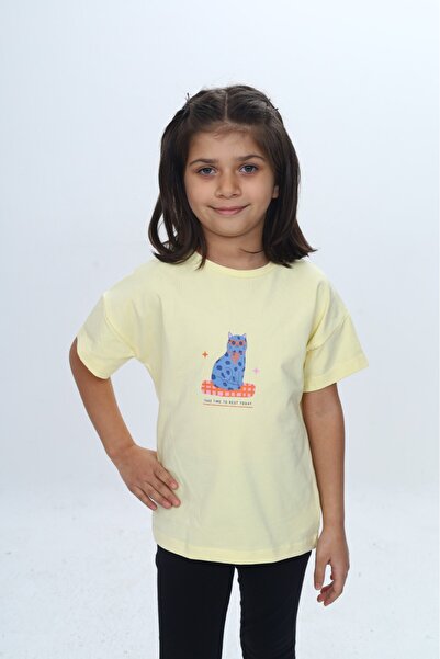 Toontoy Girl's Printed Crew Neck Short Sleeve T-Shirt 24979