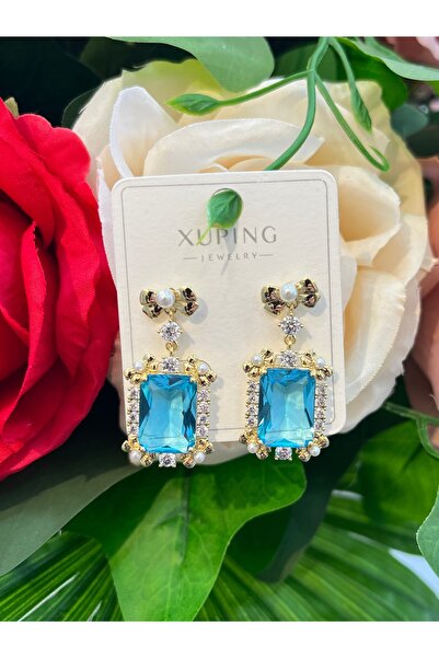 LUMI TAKI-SAAT Steel Gold Color Zircon Stone Dangle Earrings