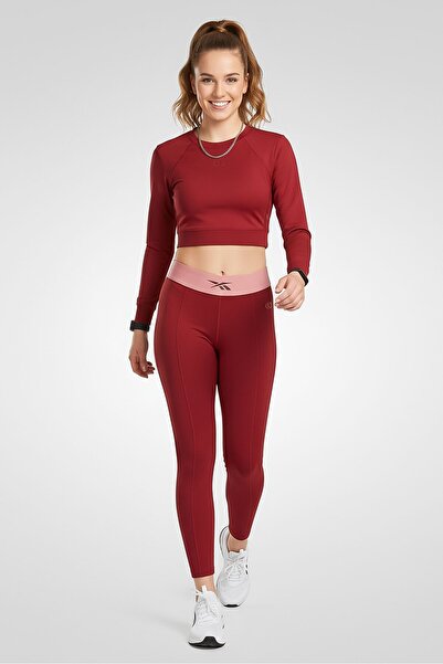 Reebok بنطلون تدريب نسائي مقاس كبير من x Cardi B، باللون الأحمر