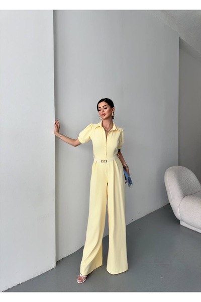 Kiki Kemer Detaylı Gömlek Yaka Tulum