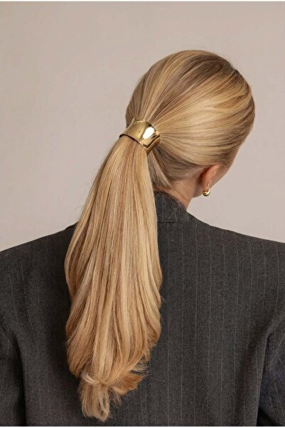 Katia&Bony Gold Metal Detailed Rubber Tie Buckle