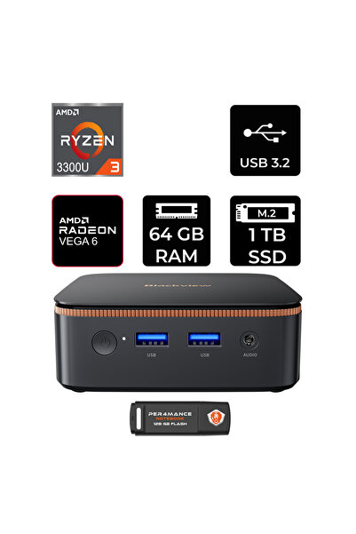 Blackview MP20 AMD Ryzen 3 3300U 64GB 1TB SSD FDOS Mini Masaüstü Bilgisayar