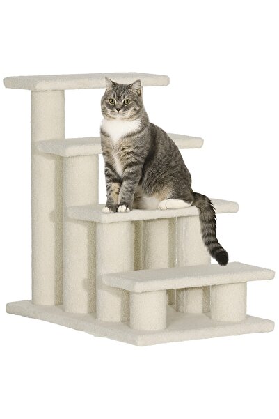 OEM Scară pentru pisici, 4 trepte, PAL/plus, crem, 61 x 41 x 60 cm
