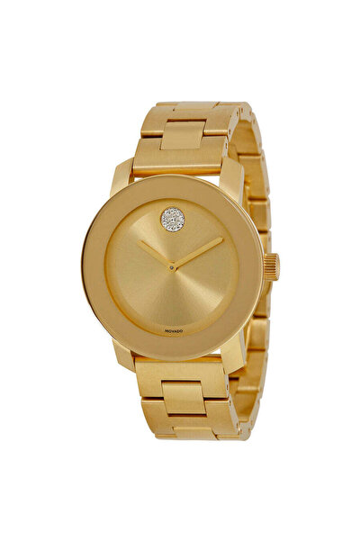 Movado Bold Gold Dial Yellow Gold Ion-plated Ladies Watch - 3600104